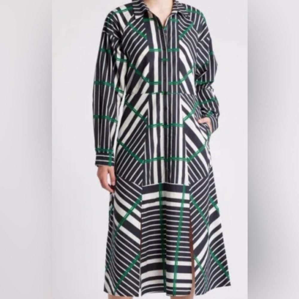 NWT DU Paradis Shirt Midi Stripped Multicolored Dress Sz Small